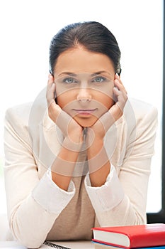 Calm woman with book