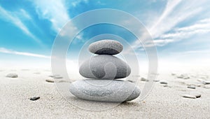 Calm zen meditate background with rock pyramid