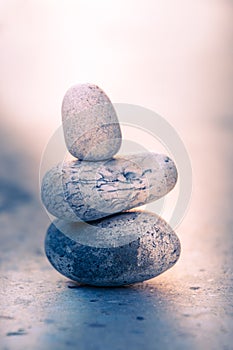 Calm zen stone meditate background with rock pyramid