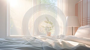 calming blurred bedroom interior photo