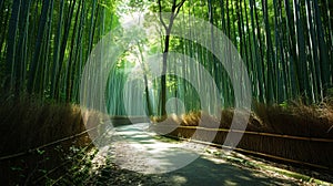 A Calming Path Through a Bamboo Forest