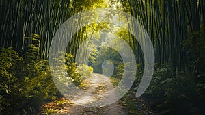A Calming Path Through a Bamboo Forest