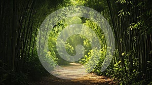 A Calming Path Through a Bamboo Forest