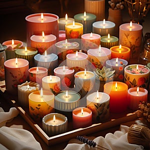 Calming Radiance: Scented Candles Lit to Unwind. photo