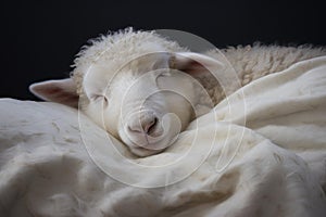 Calming Sheep sleep cloud white. Generate Ai photo