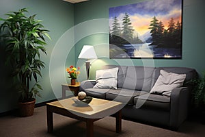 a calming wall painting in a counselors office