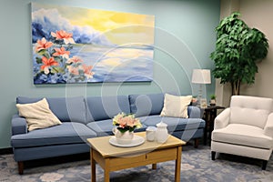 a calming wall painting in a counselors office