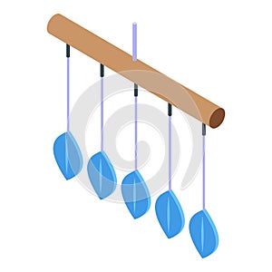 Calming wind chime icon isometric vector. Meditative musical instrument