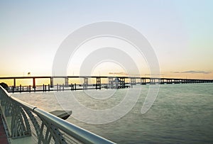 Caloosahatchee River Bridge at sunset  Downtown Fort Myers.