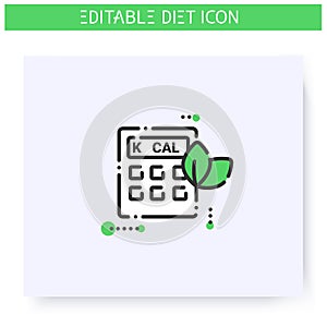 Calorie calculator line icon.Editable illustration