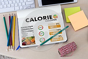CALORIE counting counter application Medical eating healthy Die