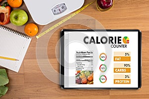 CALORIE counting counter application Medical eating healthy Die