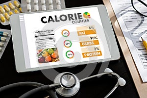 CALORIE counting counter application Medical eating healthy Die