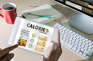 CALORIE counting counter application Medical eating healthy Die photo