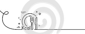 Calories line icon. Diet kcal sign. Continuous line with curl. Vector