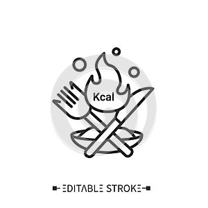 Calories line icon. Energy value.Editable vector illustration