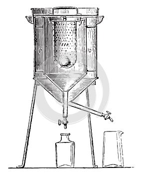 Calorimeter of Lavoisier and Laplace, vintage engraving photo