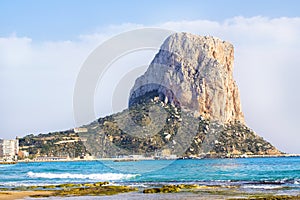 Calpe, Alicante, Arenal Bol beach with Penon de Ifach mountain.