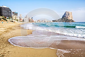 Calpe, Alicante, Arenal Bol beach with Penon de Ifach mountain. photo