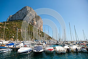 Calpe Alicante marina boats with Penon de Ifach