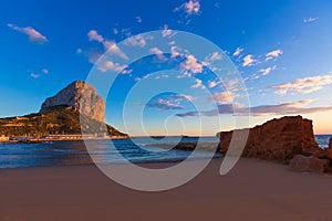 Calpe Alicante sunset at beach Cantal Roig photo