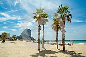 Calpe (Calp), Spain. Arenal-Bol Beach view and Ifac