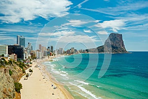 Calpe (Calp), Spain. Arenal-Bol Beach view and Ifac