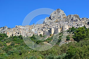 Caltabellotta cityscape in early morning Sicily Italy