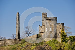 Calton cemetery and obelisk Edinburgh