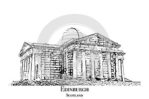 Calton Hill, Edinburgh, Scotland. Architecture in the illustration.