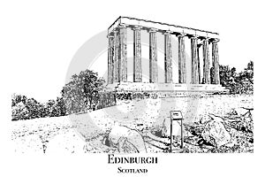 Calton Hill, Edinburgh, Scotland. Architecture in the illustration.