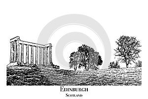 Calton Hill, Edinburgh, Scotland. Architecture in the illustration.