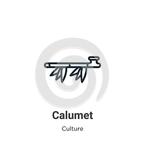 Calumet outline vector icon. Thin line black calumet icon, flat vector simple element illustration from editable culture concept