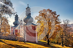 Calvary Banska Stiavnica in an autumn season, Slovakia