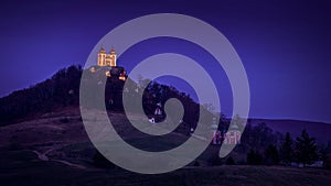 The Calvary in Banska Stiavnica at night