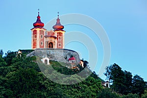 Calvary in Banska Stiavnica at night, Slovakia