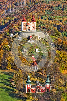 Calvary in Banska Stiavnica town during autumn