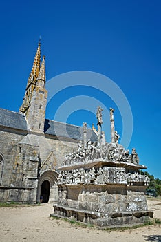 Calvary and chapel of Notre Dame de Tronoen in FinistÃÂ¨re Britanny France photo
