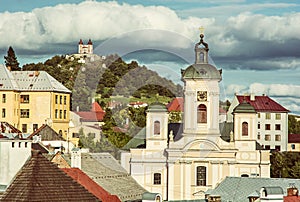 Calvary and Church of the assumption in Banska Stiavnica, old filter