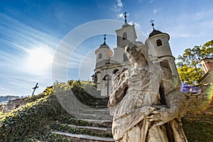 Calvary church with statue