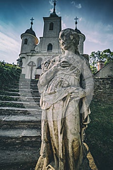 Calvary church with statue
