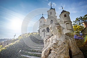 Calvary church with statue