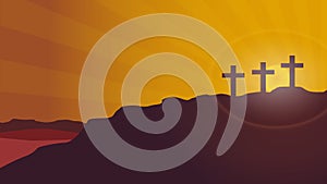 Calvary mountain sunset vector background