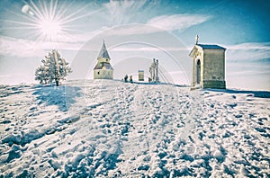 Calvary in Nitra city, Slovakia, analog filter