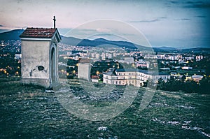 Kalvária v Nitre so Zoborom, Slovensko, analógový filter