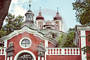 Kalvárie ve starém hornickém městě Banská Štiavnica, starý filtr