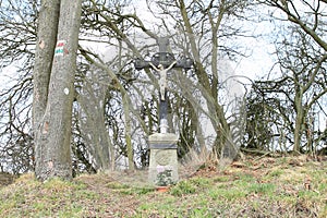 Calvary with stone Jesus