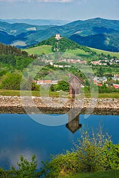 Calvary and tajch Ottergrund over Banska Stiavnica town