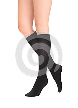 Calves or Medical Compression Stockings for varicose veins and venouse therapy. Compression Hosiery. Medical stockings, tights