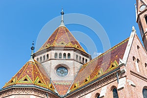Calvinist Church with beautiful roof plates Budapest, Hungary